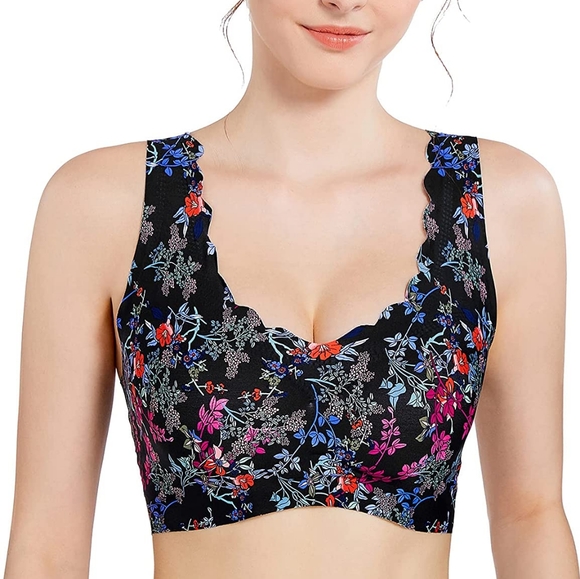 Other - Floral Seamless Wireless Bra with Removable Insert